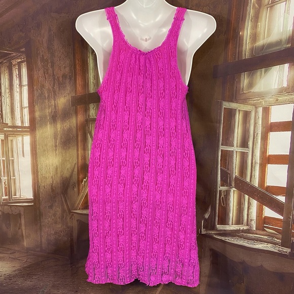 FREE PEOPLE mini dress lace magenta size M - Picture 2 of 9
